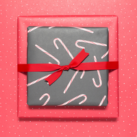 Sustainable Christmas wrapping paper gray and red, red wrapping paper "Ilex" - double-sided wrapping paper made from 100% recycled paper