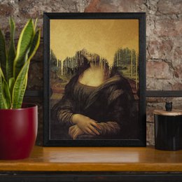 Drippy Mona Lisa Guld Graffiti Print