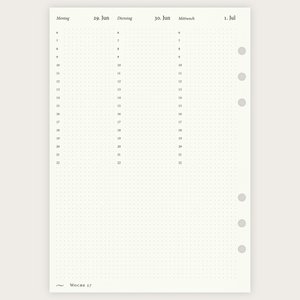Kalendereinlagen 2026 A5 | 1W2S | Vertikal Punktraster