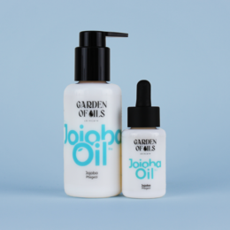 Organic jojoba oil in 100ml bottle. Moisturizing body oil for skin and hair care.