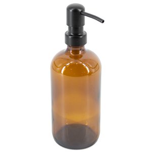 Glazen fles amber 500ml met RVS pomp