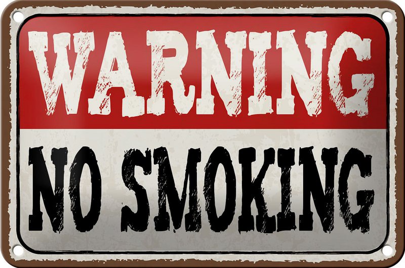 Tin sign note 18x12cm Warning no smoking decoration