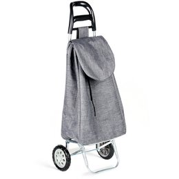  Grey shopping trolley with 30 liter capacity and removable bag.