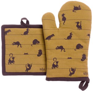 Dubout Küchenhandschuh-/Topflappen-Set Cinnamon Cat Trennwand 18 x 28