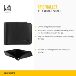 Portfel RFID i NFC - Czarny skórzany portfel antypoślizgowy - 9 kart - Prezent dla mężczyzn - Billfold