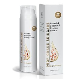 A firming cream for the breast and décolleté area, featuring a white bottle with a gold and red label. The cream is designed to firm and tone the skin in the chest and upper body region.