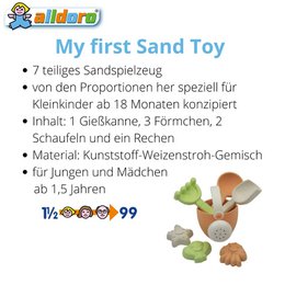 Mit første babysandlegetøj, 7 stk. Mini sandlegesæt med vandkande, plast hvedehalmblanding