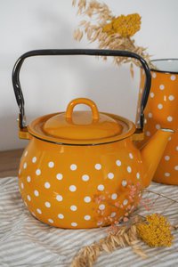 Email Kettle Polka Dot Mostard 2,5L Isabelle Rose