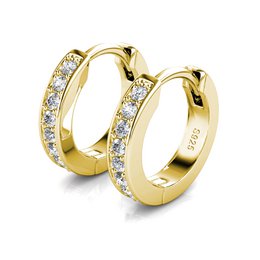 Boucles d'oreilles Circle Hoop - Doré et Cristal