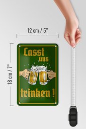 Tin sign alcohol 12x18cm beer let's drink glasses decoration