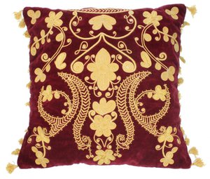 Kussen Bordeaux Moleskin embroiderie SALE