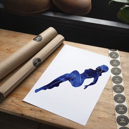 Blue Painted Lady Reclining Print