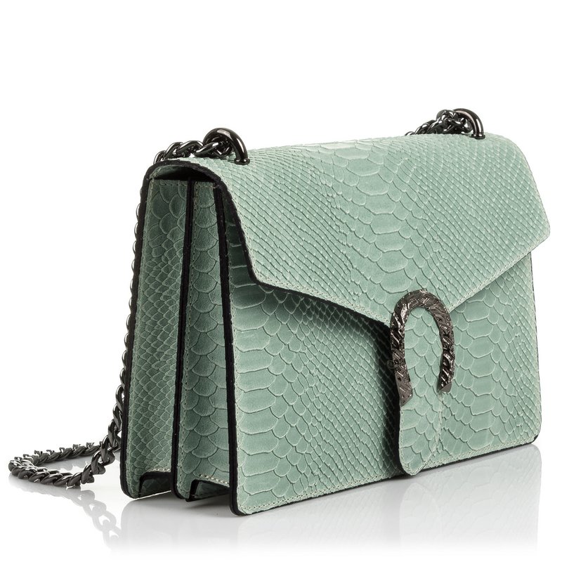 Florence Artegiani. Luce Damenhandtasche. Schlangenleder-Gravur aus echtem Wildleder