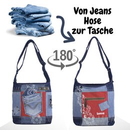 Sunsa dames schoudertas. Schoudertas gemaakt van upcycled jeans en canvas. Handtas vintage retro-stijl. Crossbodytas voor dames.