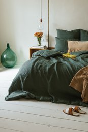 Forest Green Linen Duvet Cover