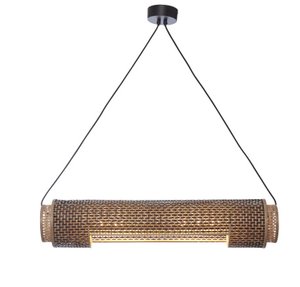 Hanglamp Bhutan bamboe cilinder 85x18cm. zwart/naturel