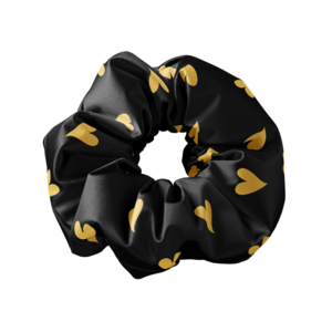 Scrunchie BLACK & GOLD HEARTS