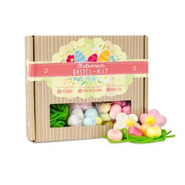 Easter Nest Craft Kit Box Gift Set with colorful spring flowers, candies, and decorative elements. Ideal for Easter celebrations and gift-giving.