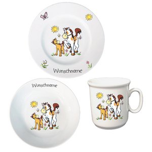 Children's service 3 pieces. Horses with or without your desired name