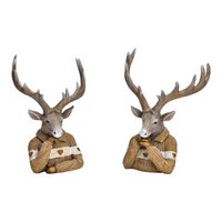 Hertenkop gemaakt van polybruin, goud 2-voudig, (B/H/D) 13x16x8cm