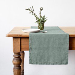 Green Milieu Linen Table Runner