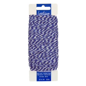 TWO-COLOR COTTON TWINE - BLUE & WHITE - ø 2 mm - 50 m - 1 pc - 1 color