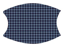 Dark blue plaid face mask, reusable and washable, made of cotton material.