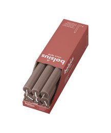 Bolsius Rustic table candle in taupe color, pack of 9 candles. Cylindrical shape, made of wax material.