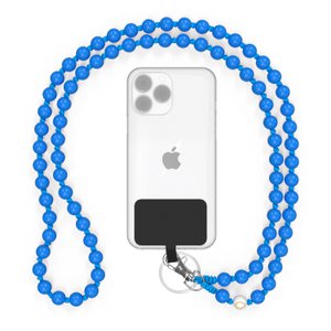 Mobile phone chain universal, wooden beads, handmade - The Ocean