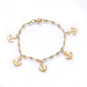 Stainless Steel Anchor Bracelet Gold