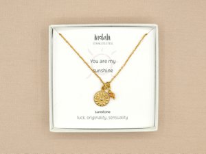 Ketting rock, zon en zonnesteen, zilver of goud stainless steel