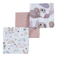 Muslin diapers owl 3 pcs