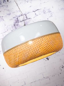 Hängelampe Mekong bamboe plat enkel, L