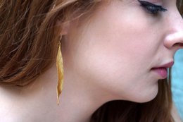 Gold Olive Leaf Earrings, 14K Gold Plated Jewelry, Dangle Earrings, Handmade Boho Jewelry Gift, Birthday Gift for Women, Nature Inspired