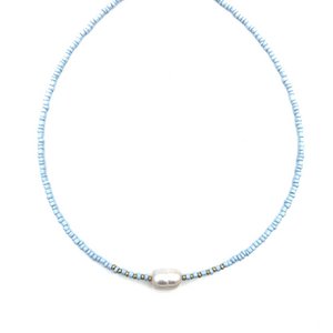 Baby blue pearl necklace