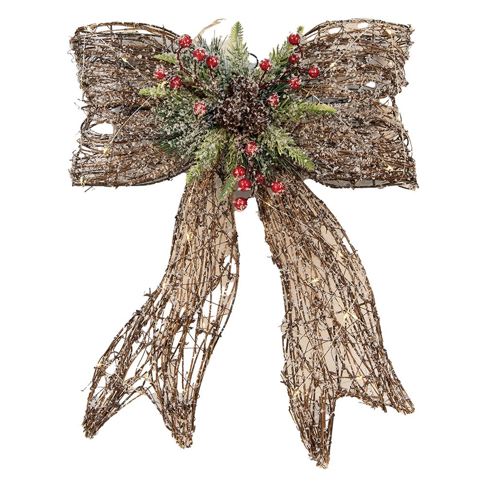 Kerstdecoratie met LED-verlichting 41x10x51 cm / 3xAA Bruin Rotan