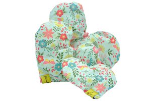 Healing wool pillow light blue with flowers