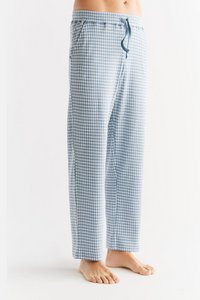 2455-02 | Men's homewear trousers checked - denim blue-natural