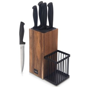 Knifset met houder Black 6 -pc's