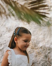 Barrettes bleu foncé bloom + pois