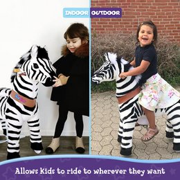 PonyCycle Offizielles Aufsitzspielzeug Modell U Zebra Größe 3 und 4 mit Bremse
