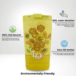 IZY Mug, Sunflowers, 350ml, giftbox - Thermische beker | reisbeker | Afsluitbare mug voor hete of koude dranken | isoleerbeker | Thermos | Mug