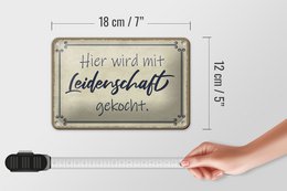 Tin sign saying 18x12cm cooked here with passion decoration