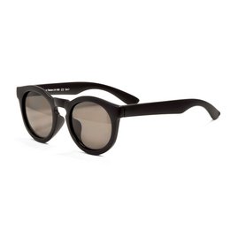 Black sunglasses with round frames, suitable for children. Durable plastic construction with UV protection.