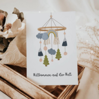 Postcard for the birth mobile - "Welcome to the world"