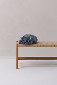 Donkergrijs linnen hoeslaken/plat laken