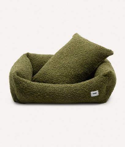 Green Sheepskin Dog Bed, Snozy