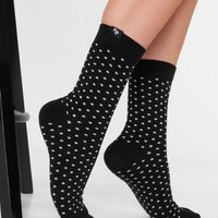 Organic socks with dots - Black socks with white polka dots