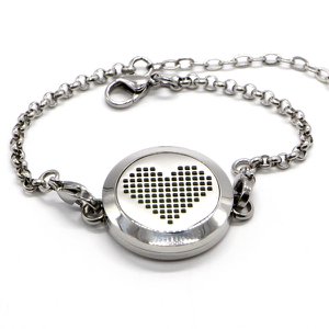 Aromatherapie-Armband – Pixel-Herz – Edelstahl-Design – mitgelieferte Löschblätter – Aromatherapie-Zubehör – Geschenkidee