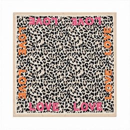 Satin scarf leopard animal print peach pink orange black white colorful borders square 70x70